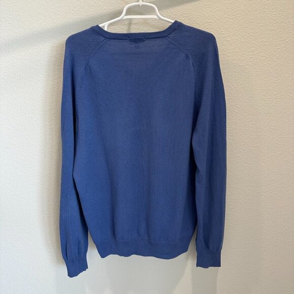 J.Crew Cotton & Cashmere Blue V-Neck Long Sleeve Knit Sweater Medium - Picture 3 of 4